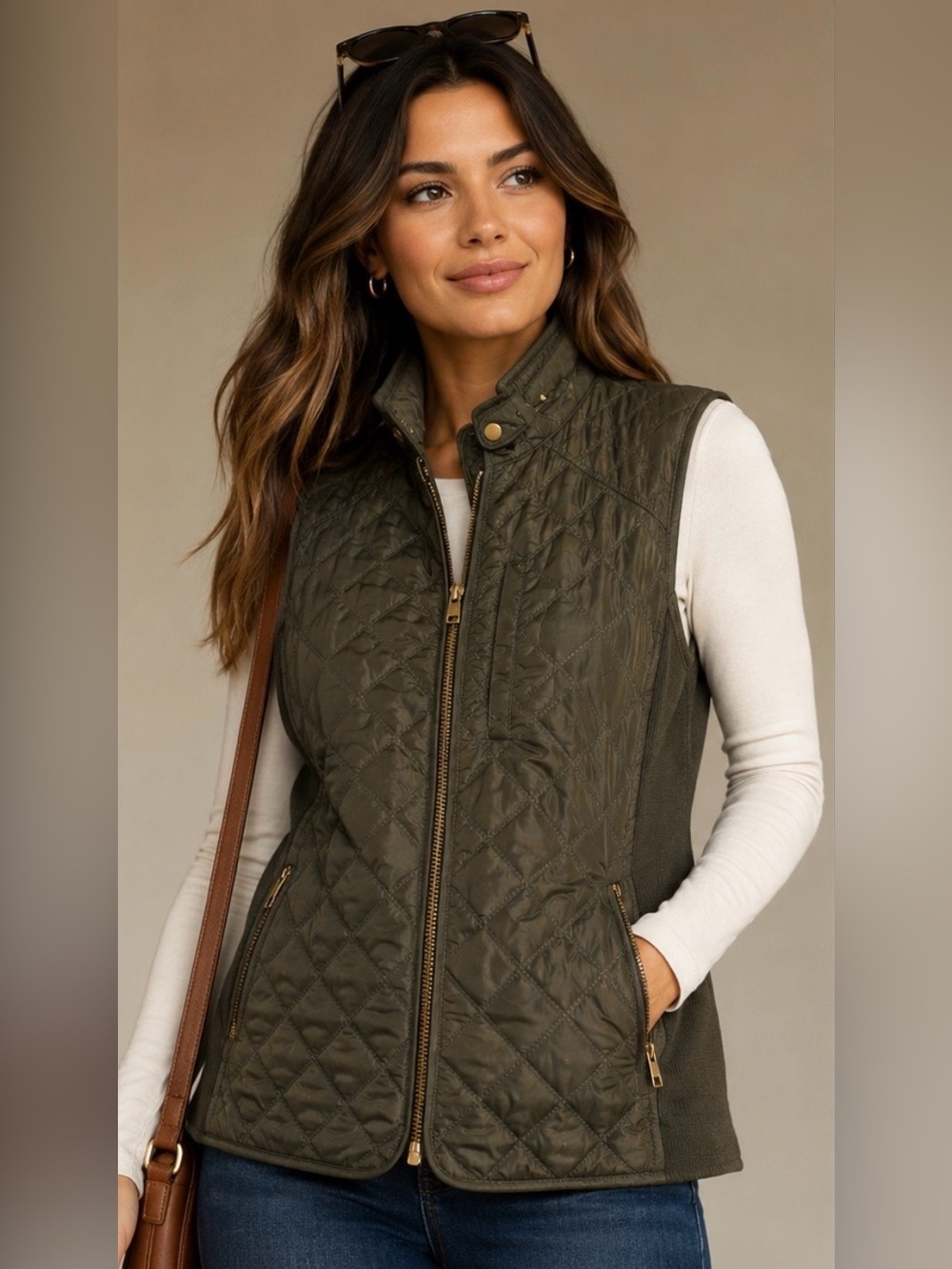Tyler Boe Green Quilted Moto Vest XS